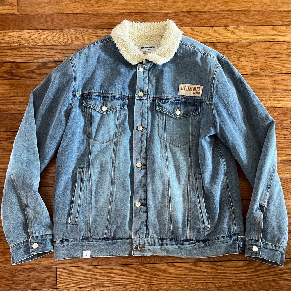 Last Of Us Part 2 Denim Jean Jacket Sherpa Lining Size XL *Read Measure